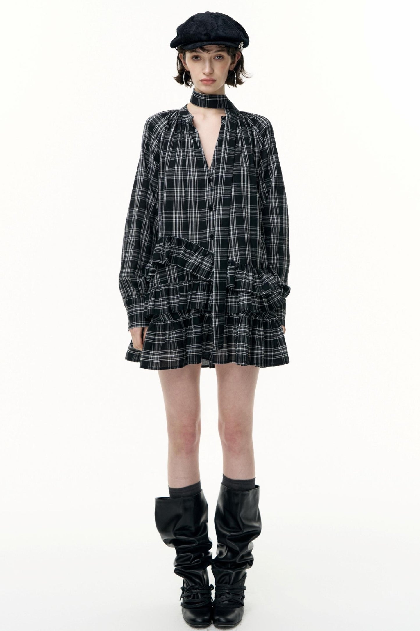 Salt Tea Plaid Shirt Dress