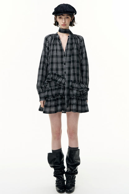 Salt Tea Plaid Shirt Dress