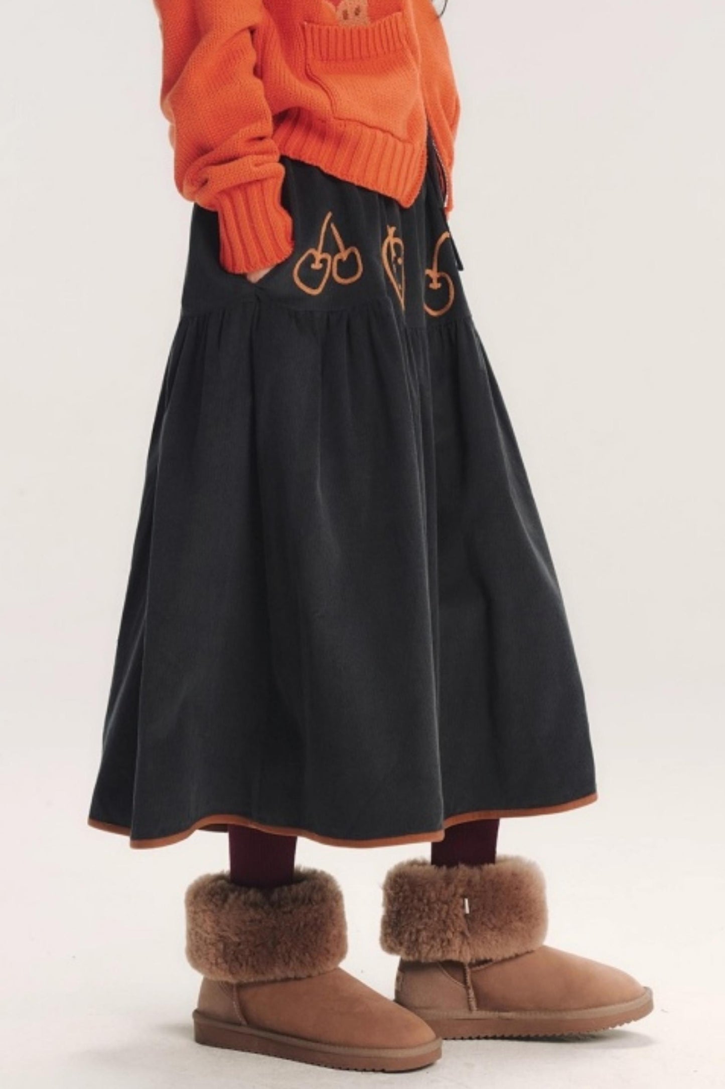 Hand-Painted Corduroy Skirt