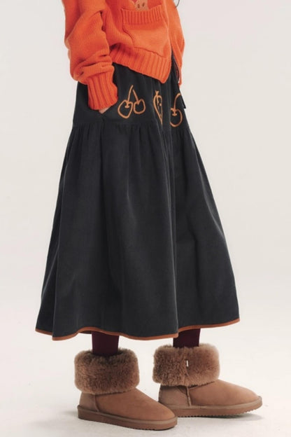 Hand-Painted Corduroy Skirt