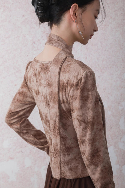 Matte Apricot V-Neck Knitted Top