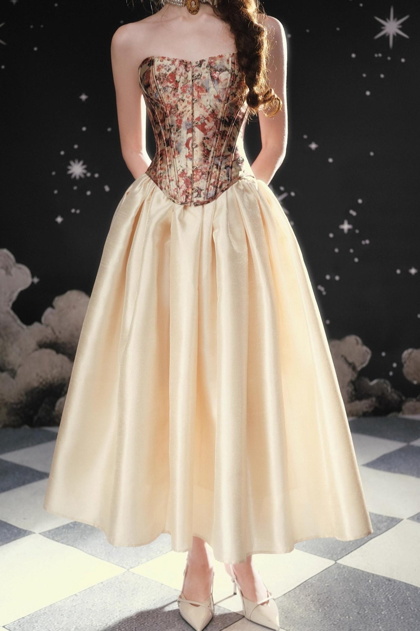 Pearlescent Satin Puffy Skirt