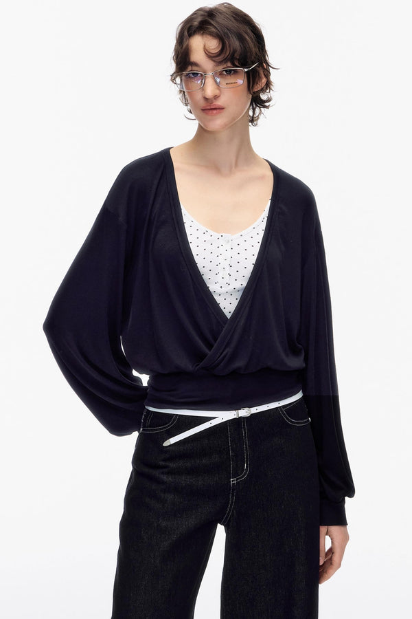 V-Neck Swing Collar Top