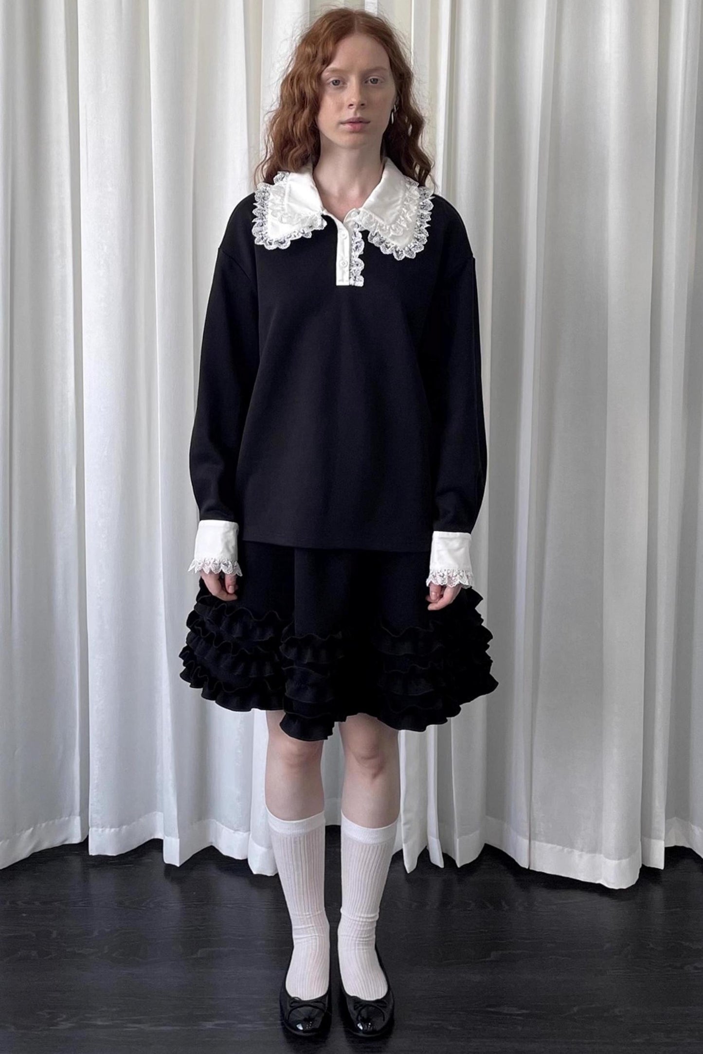 Lace Panel Knitted Sweatshirt