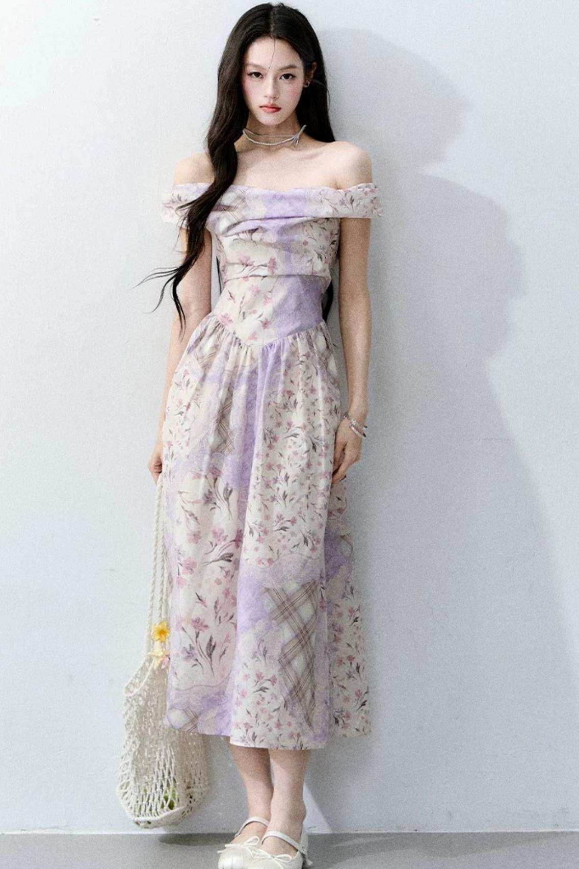 Purple Mist Off-Shoulder Dress