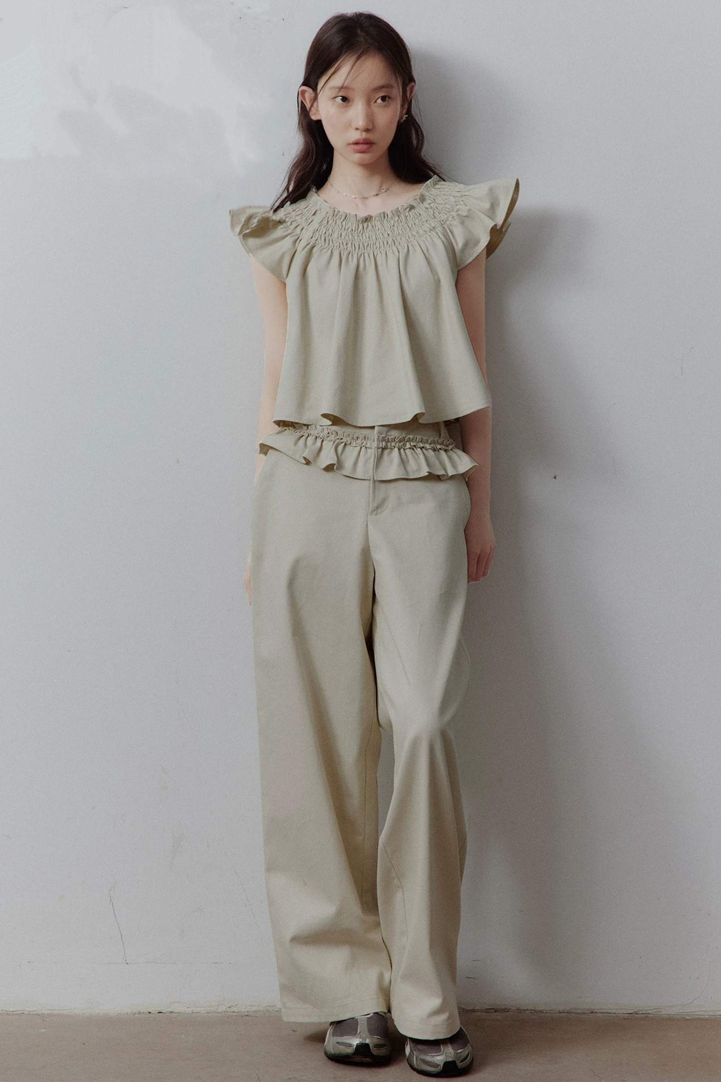 Apricot Gray Babydoll Top