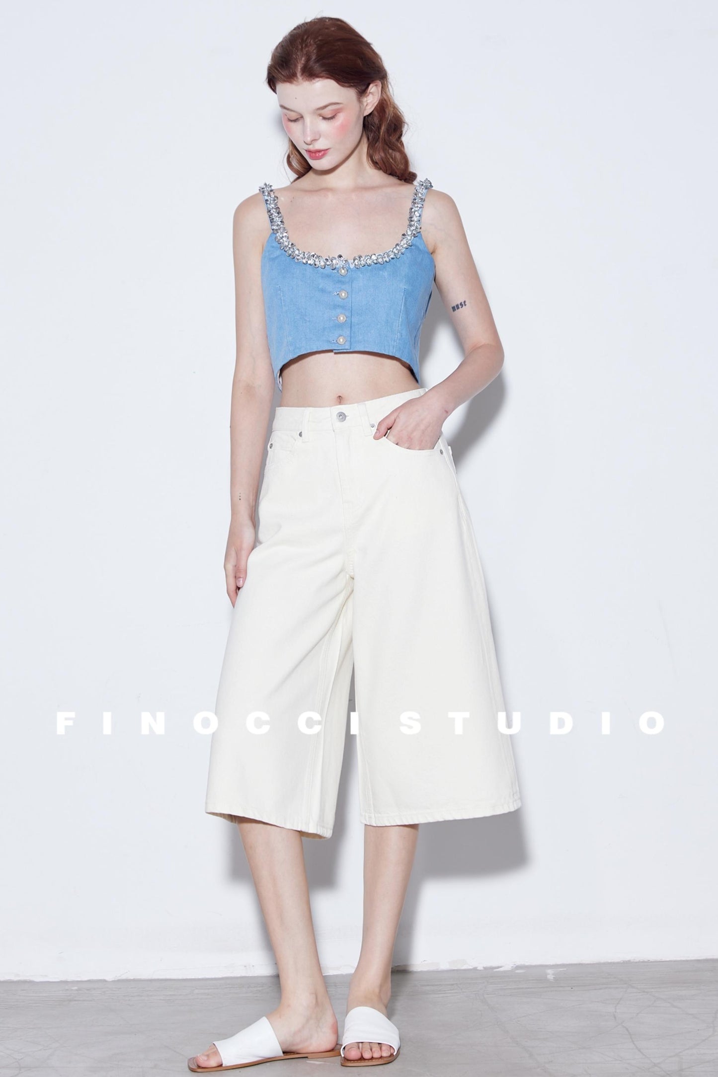 Relaxed Cotton Wide-Leg Denim Shorts