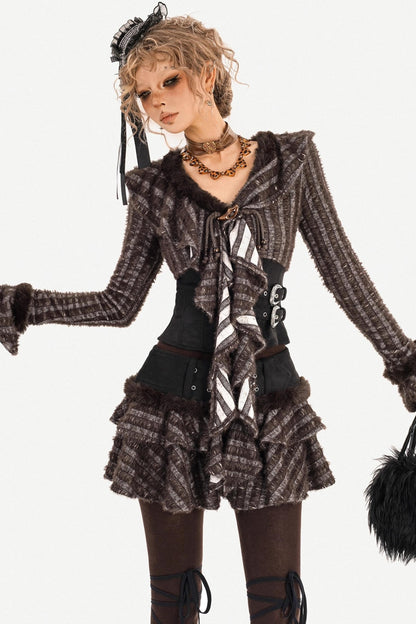 Retro Plaid Patchwork Skirt