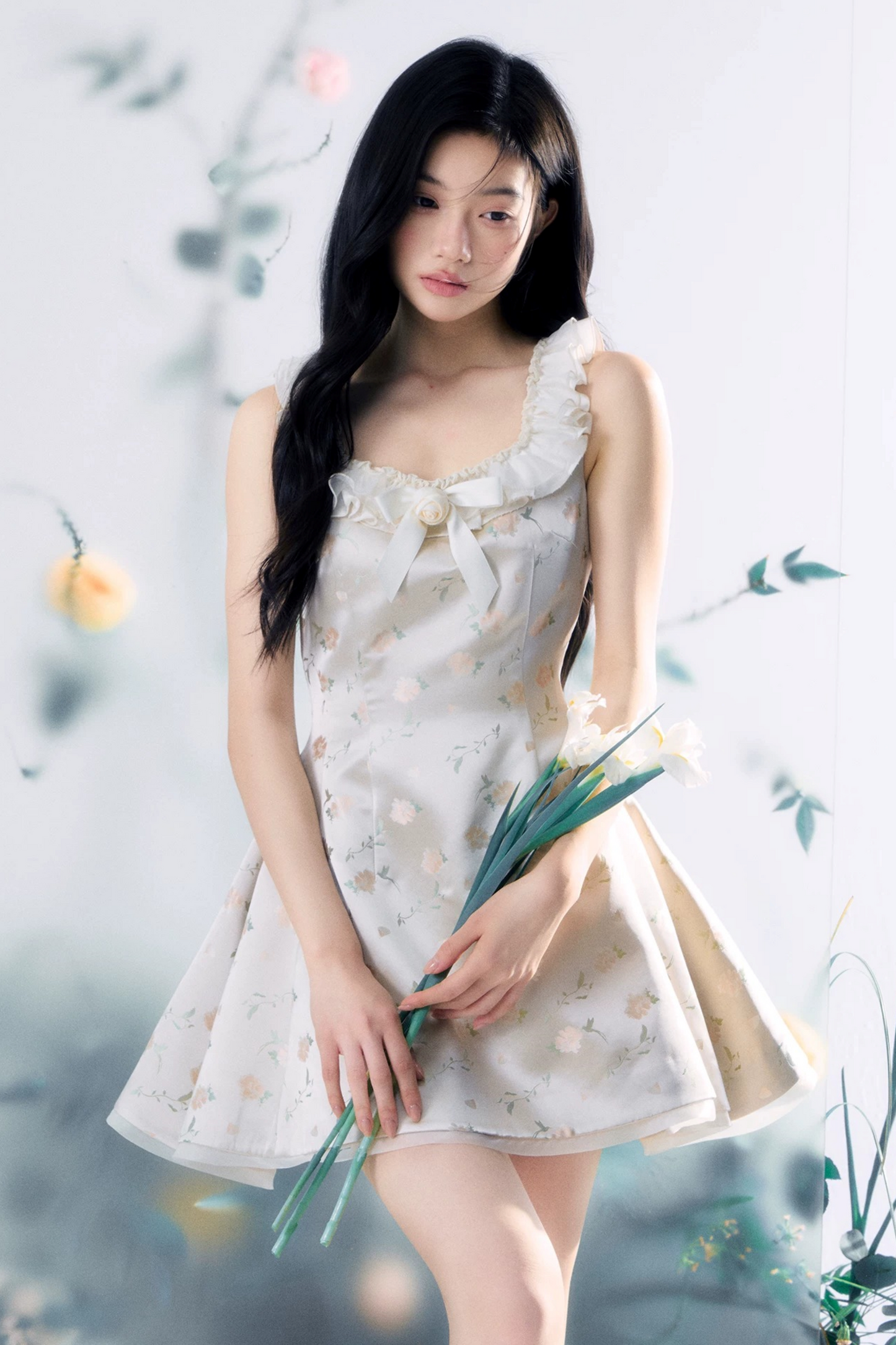 Transparent Rose Jacquard Dress