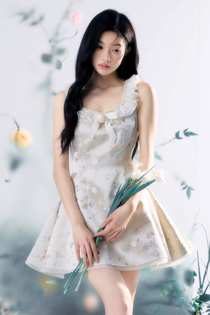 Transparent Rose Jacquard Dress