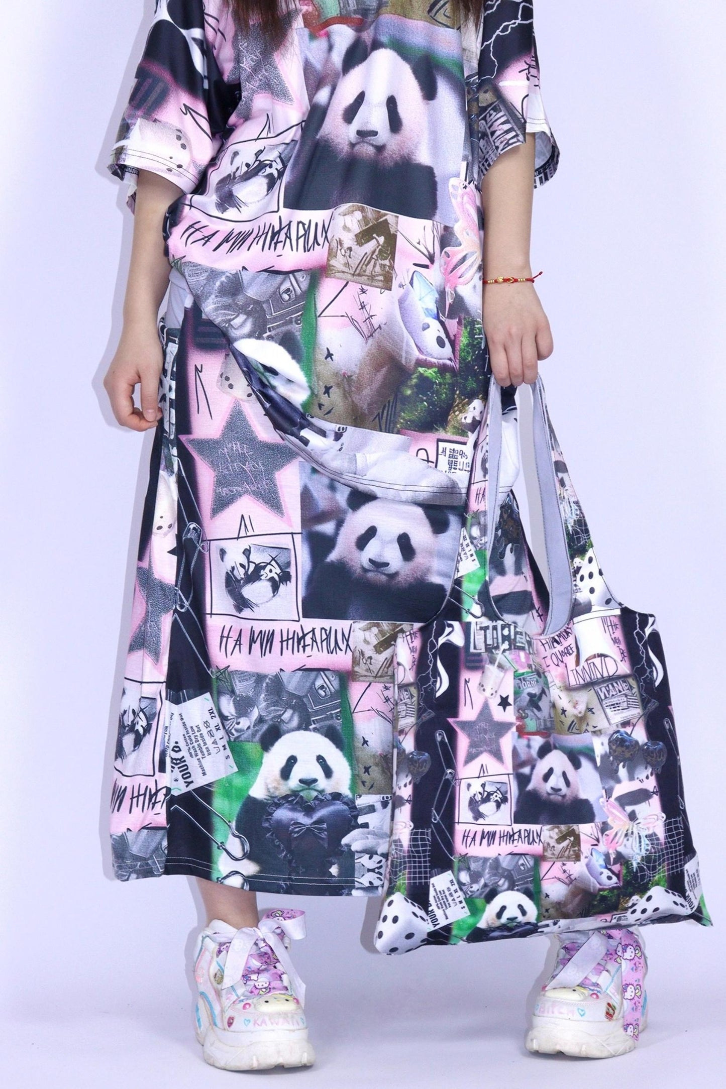 Panda Collage Long Skirt