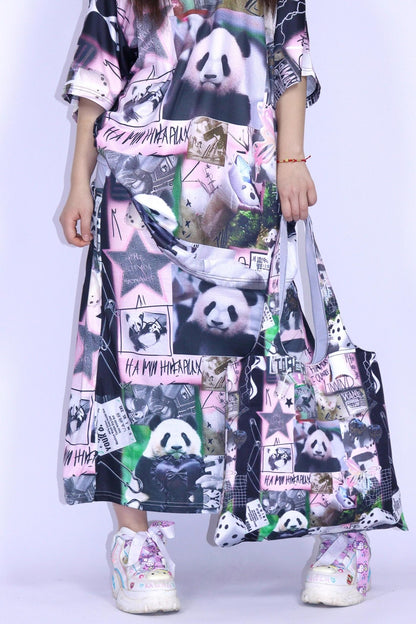 Panda Collage Long Skirt