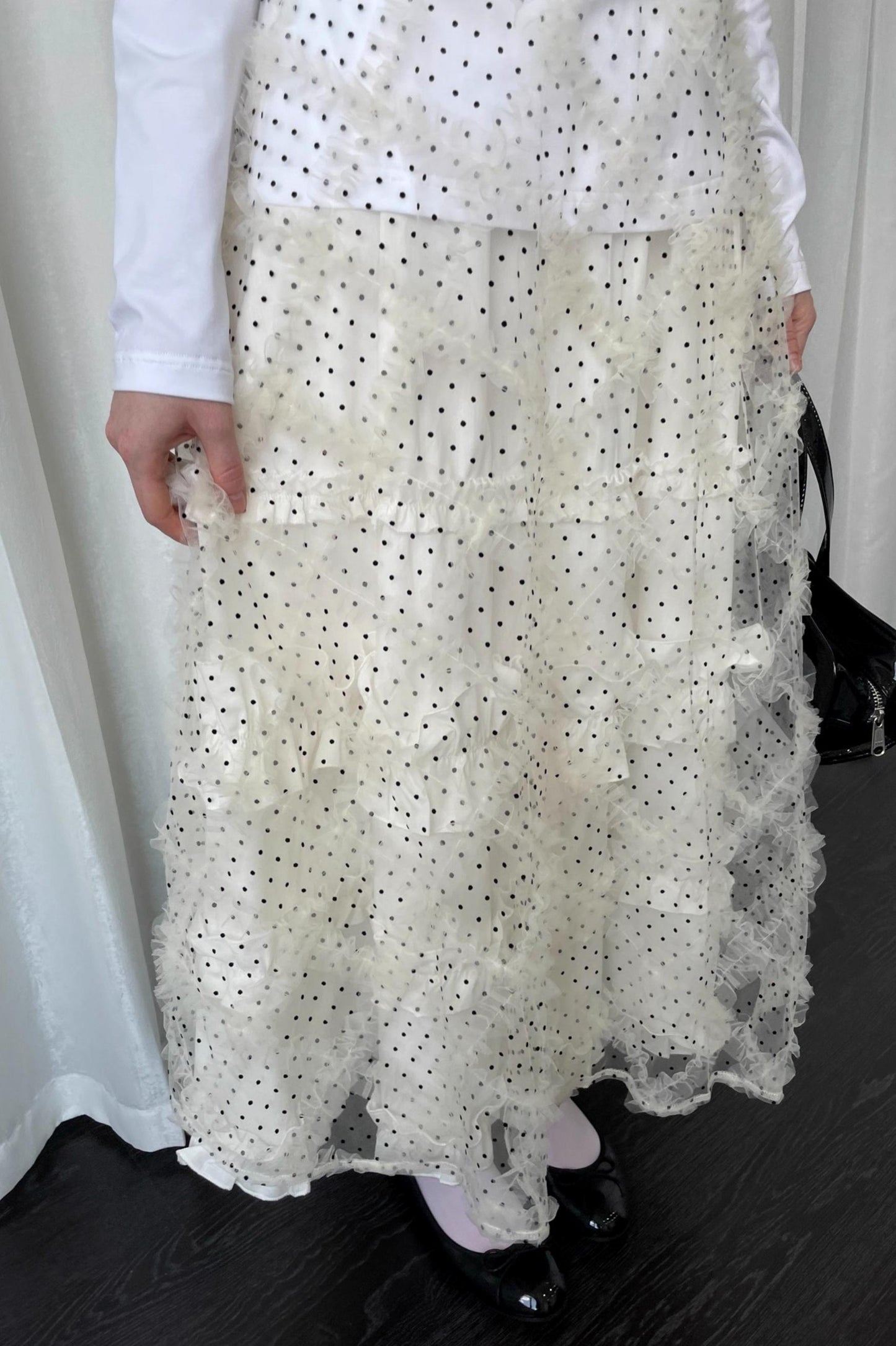 Lace Mesh Polka Dot Flocked Sundress