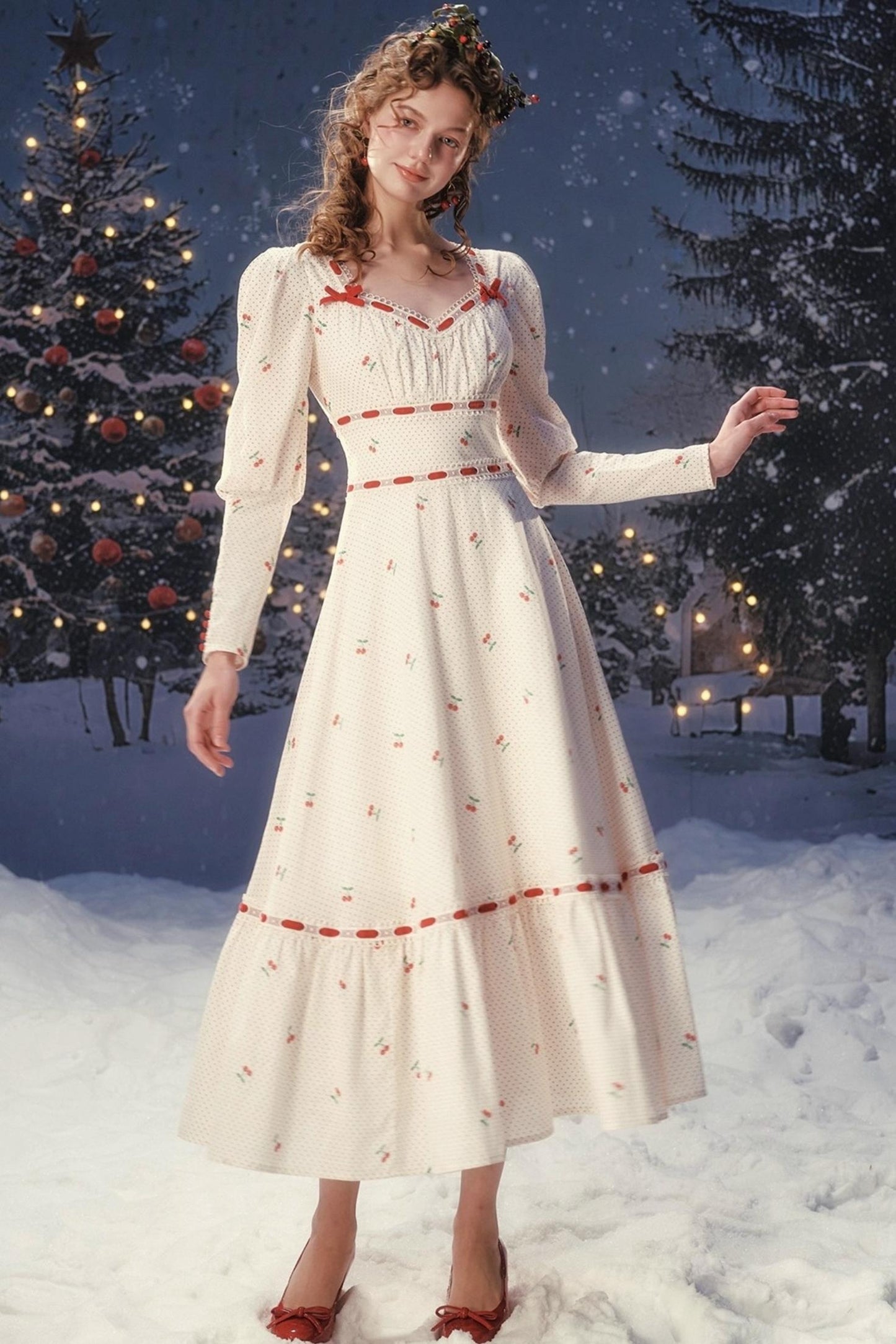 Red Velvet Lace Corset Dress Set-Up