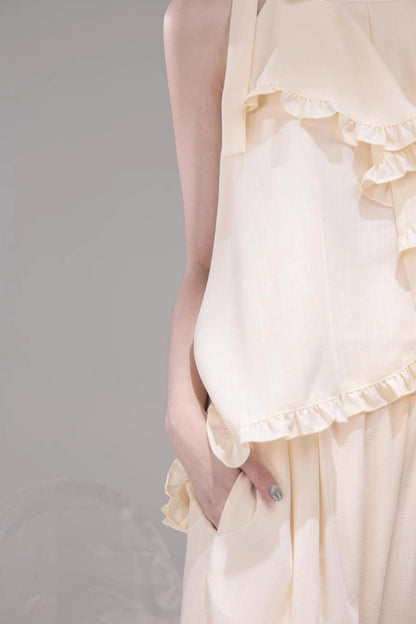 Chill Apricot Ruffle Pants Set-Up