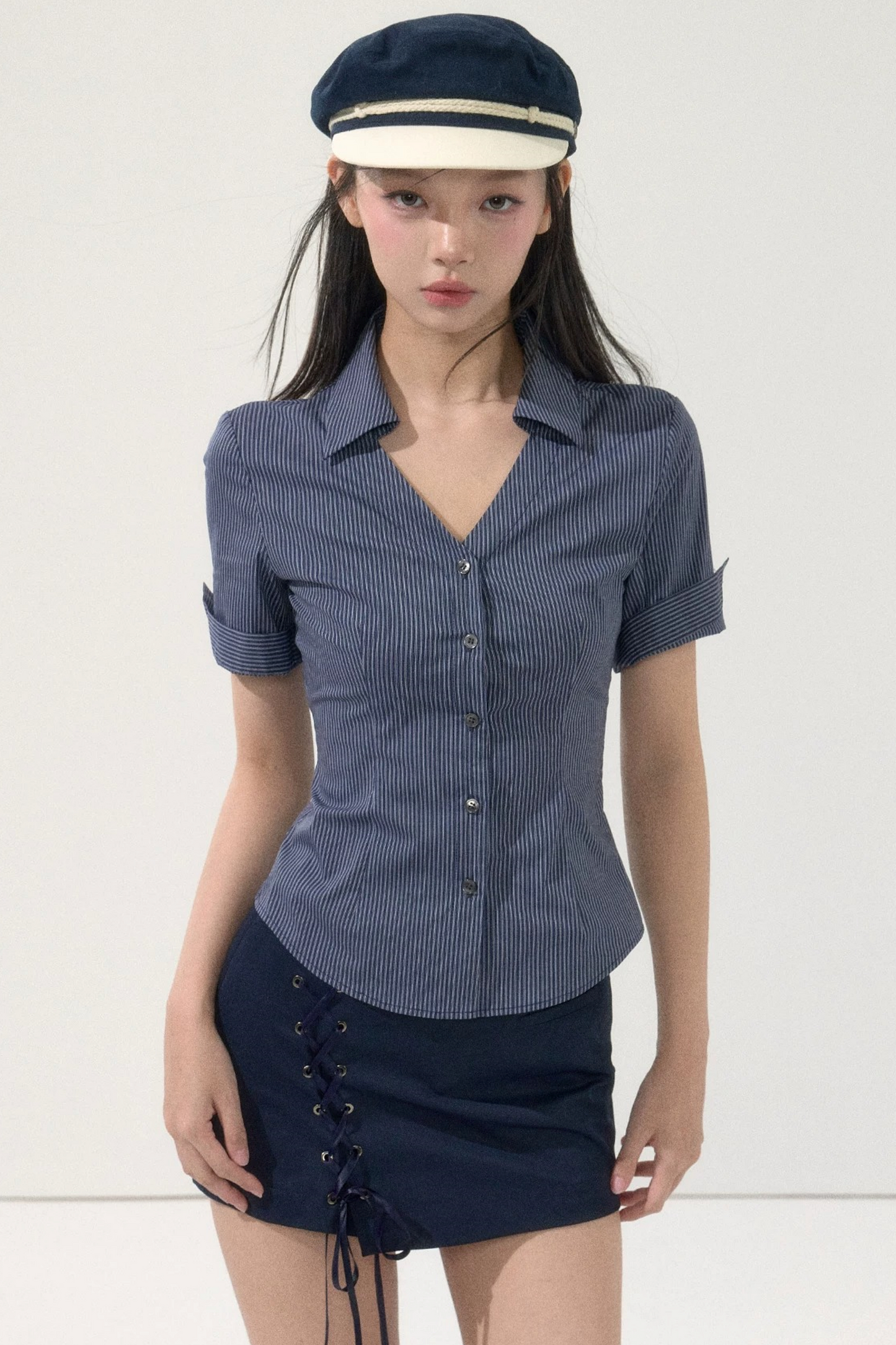 Summer Striped Slim Blouse