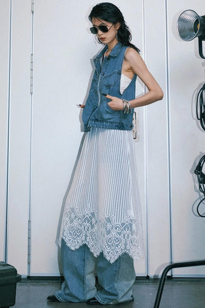 Summer Blue Washed Denim Vest