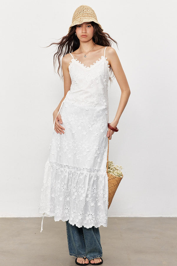 French Floral Lace Waist Slip Dress