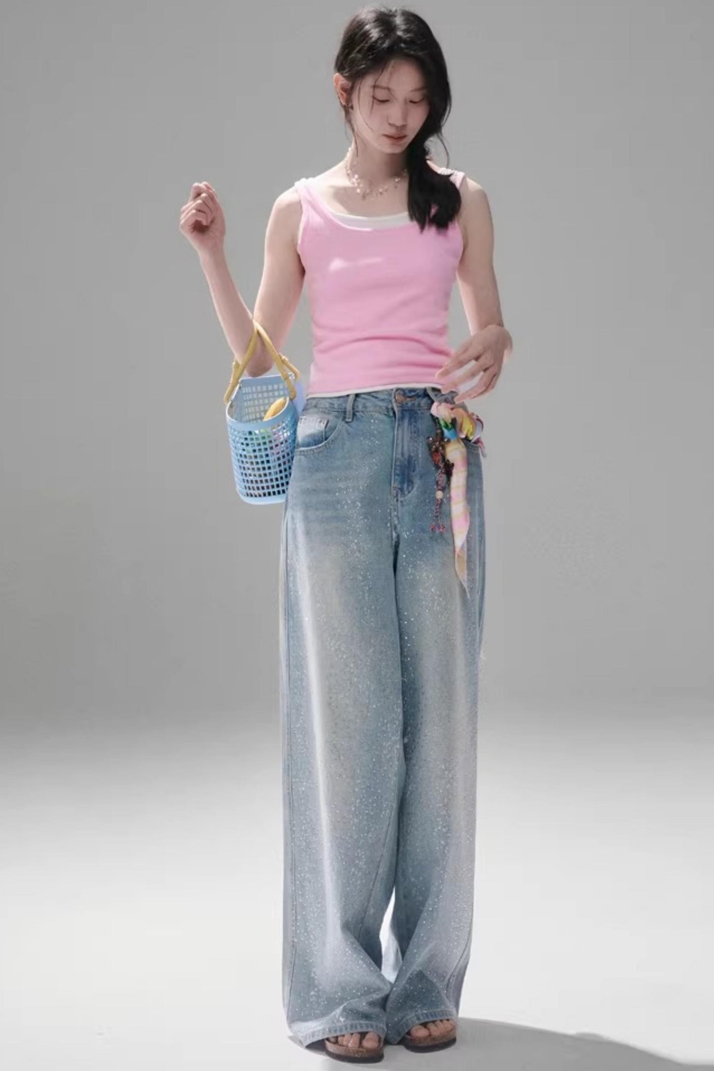 Starry Rhinestone Gradient Jeans