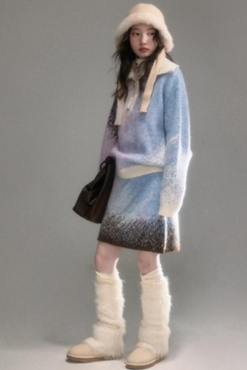 Gradient Wool Blend Winter Set-Up