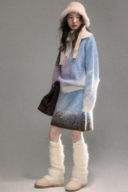 Gradient Wool Blend Winter Set-Up