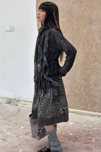 Leopard Graffiti Pleated Skirt