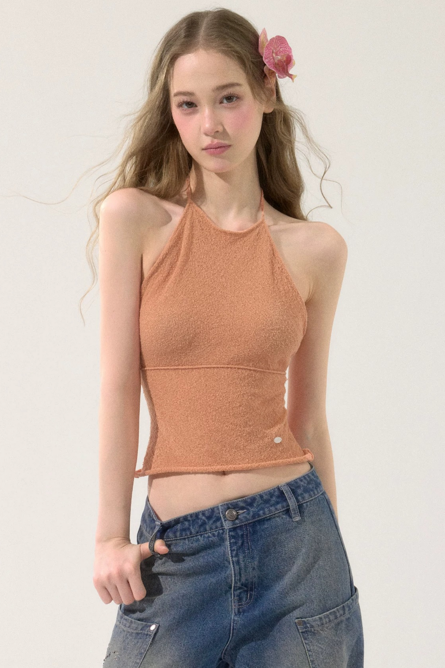 Spicy Backless Knitted Halter Vest