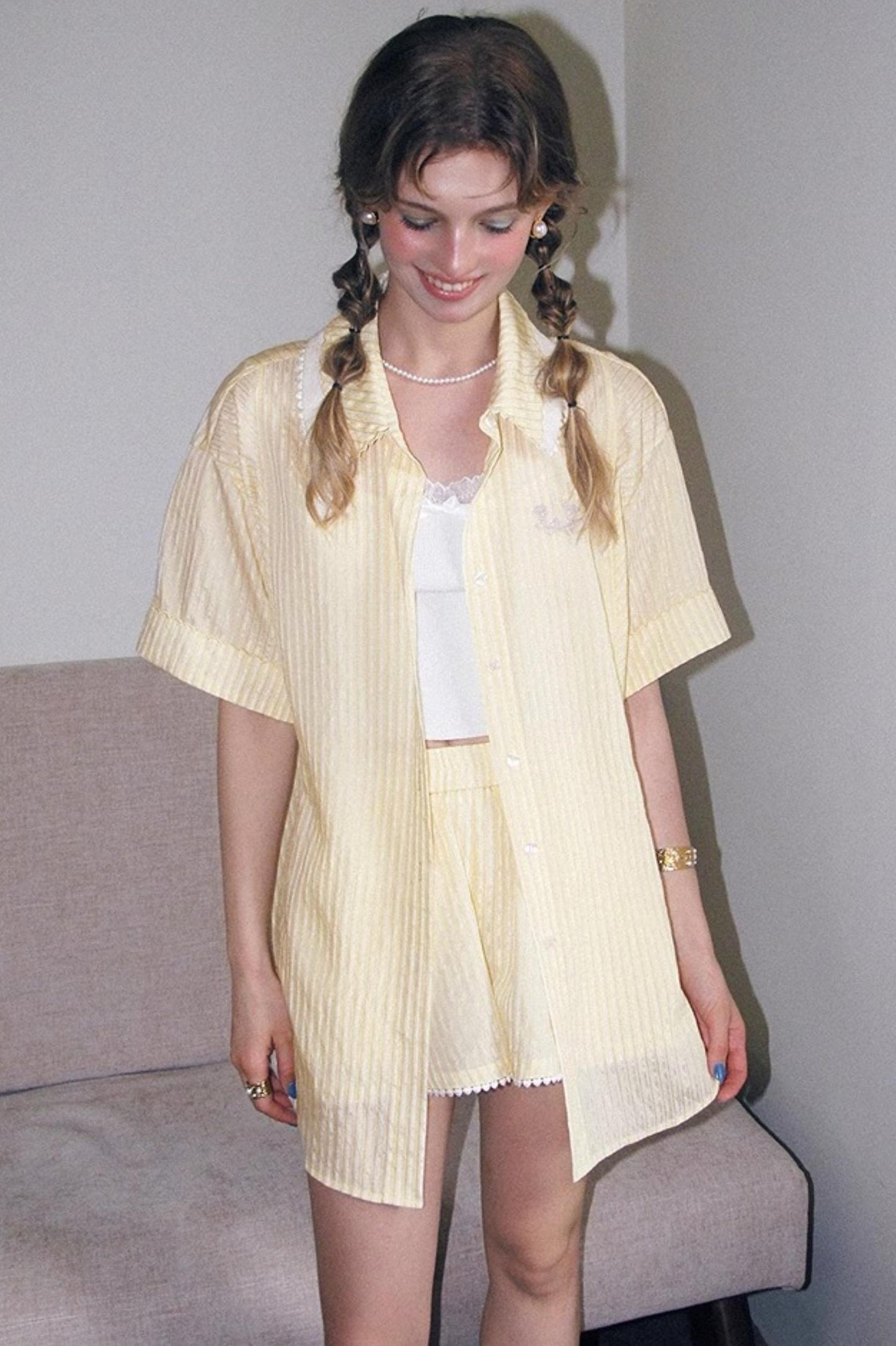 Lace Trimmed Short Ensemble Set-Up