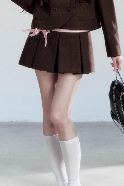 Warm Butterfly Pleated Skirt Set-Up