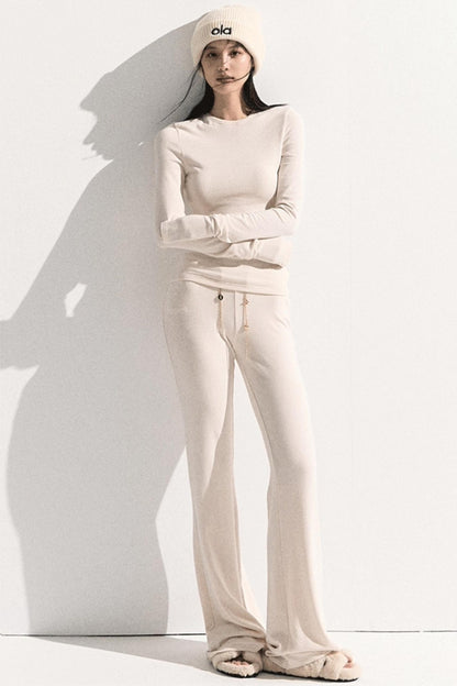 Soft Crew Neck Knitwear Bootcut Trouser Set-Up