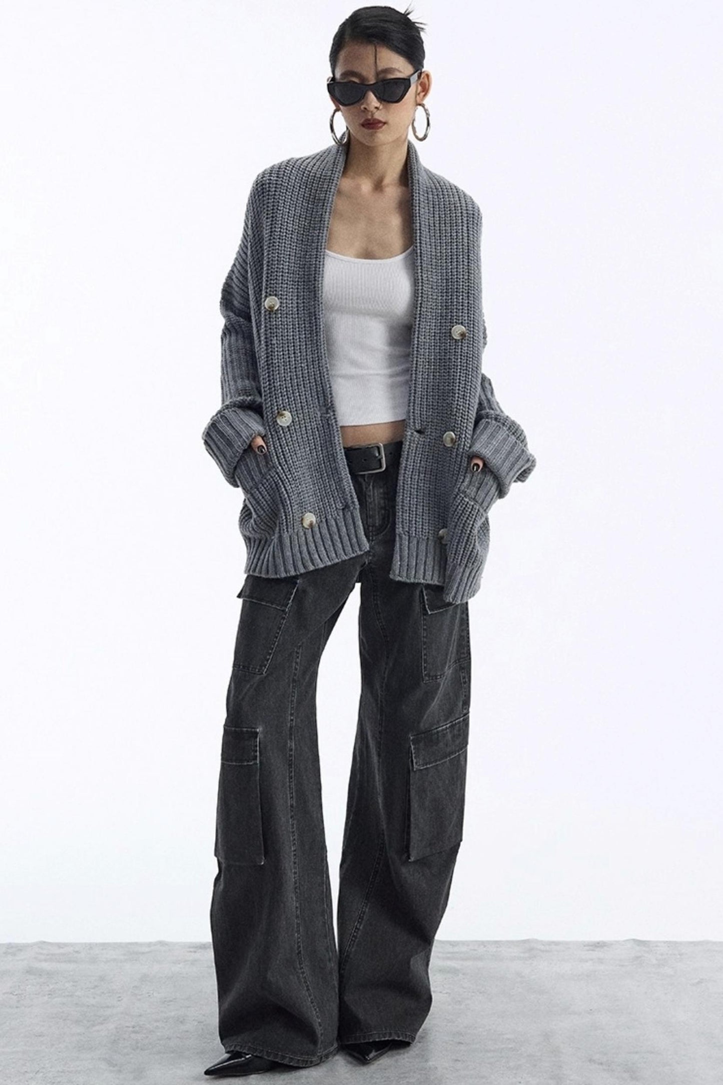 Lazy Style Large Pocket Knitted Cardigan