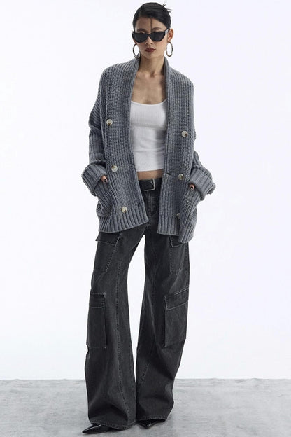 Lazy Style Large Pocket Knitted Cardigan