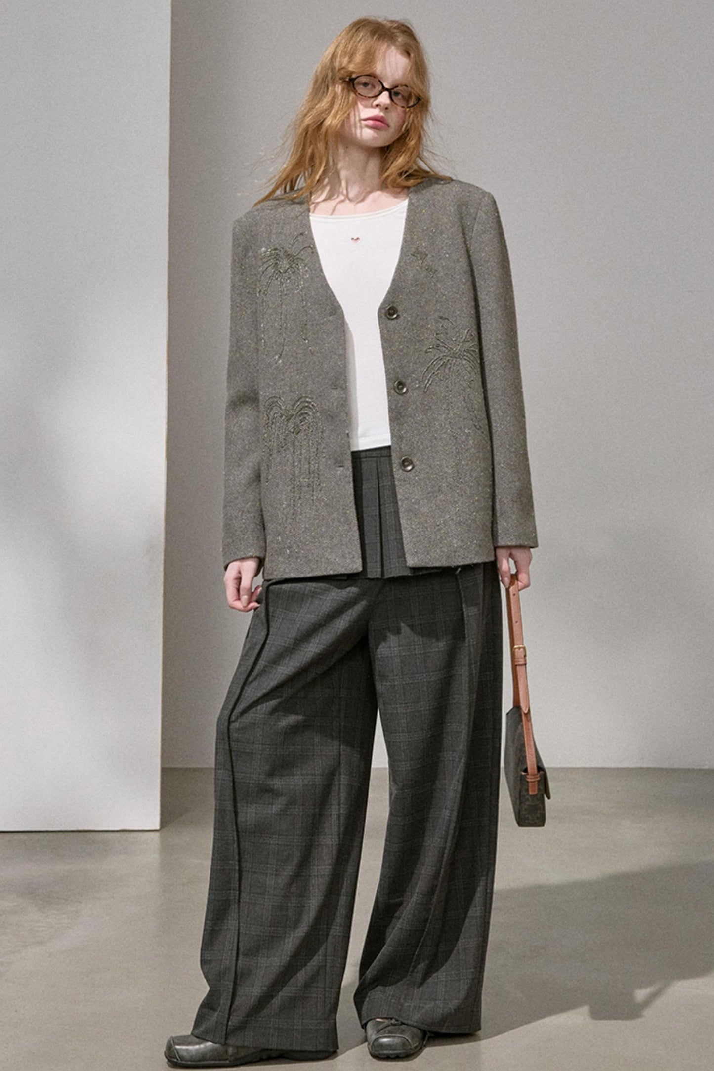 High-Density Beaded V-Neck Jacket