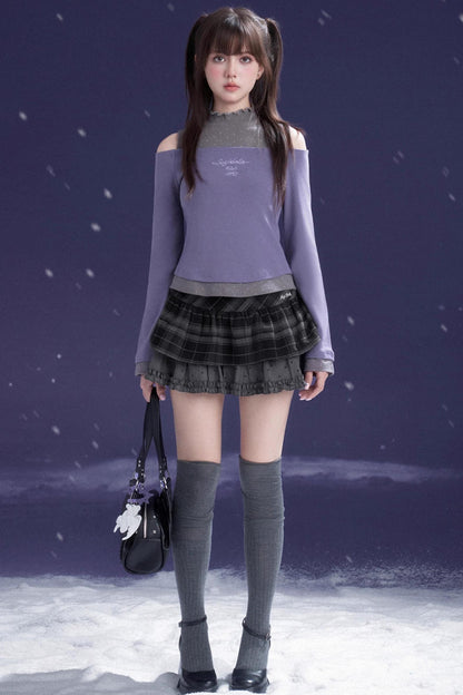 Energetic Two-Tone Off-Shoulder Top