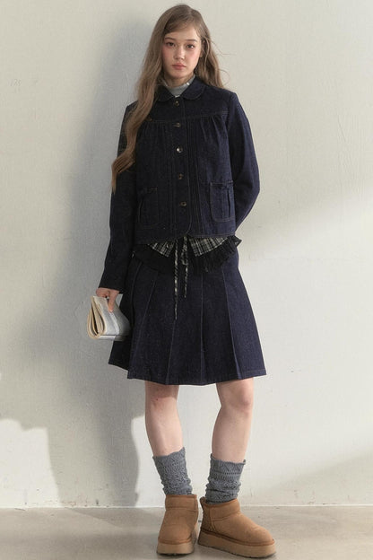 Retro Dot Denim Jacket Set-Up