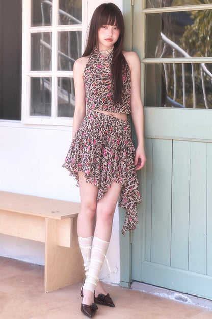 Leopard Chiffon Cami Set-Up