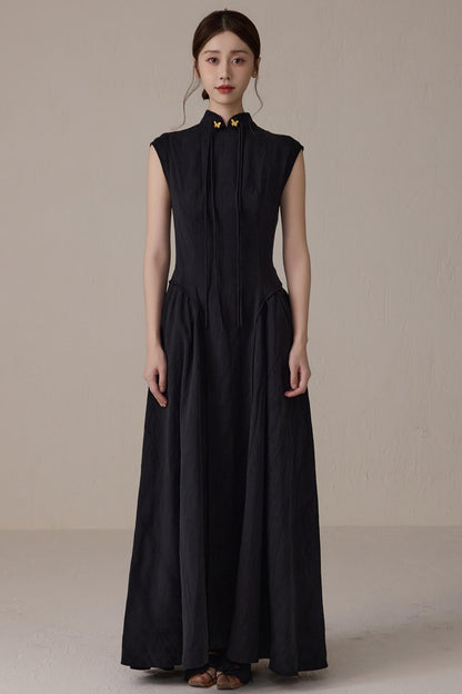 Elegant Black Cheongsam Dress