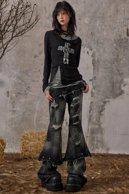 Swing Neck Knit Layer Top