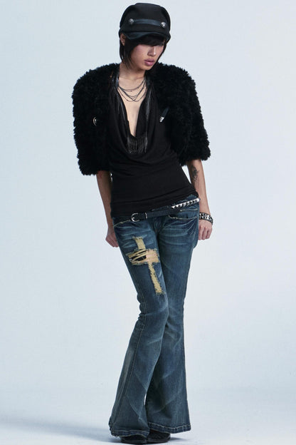 Distressed Flared Denim Pants
