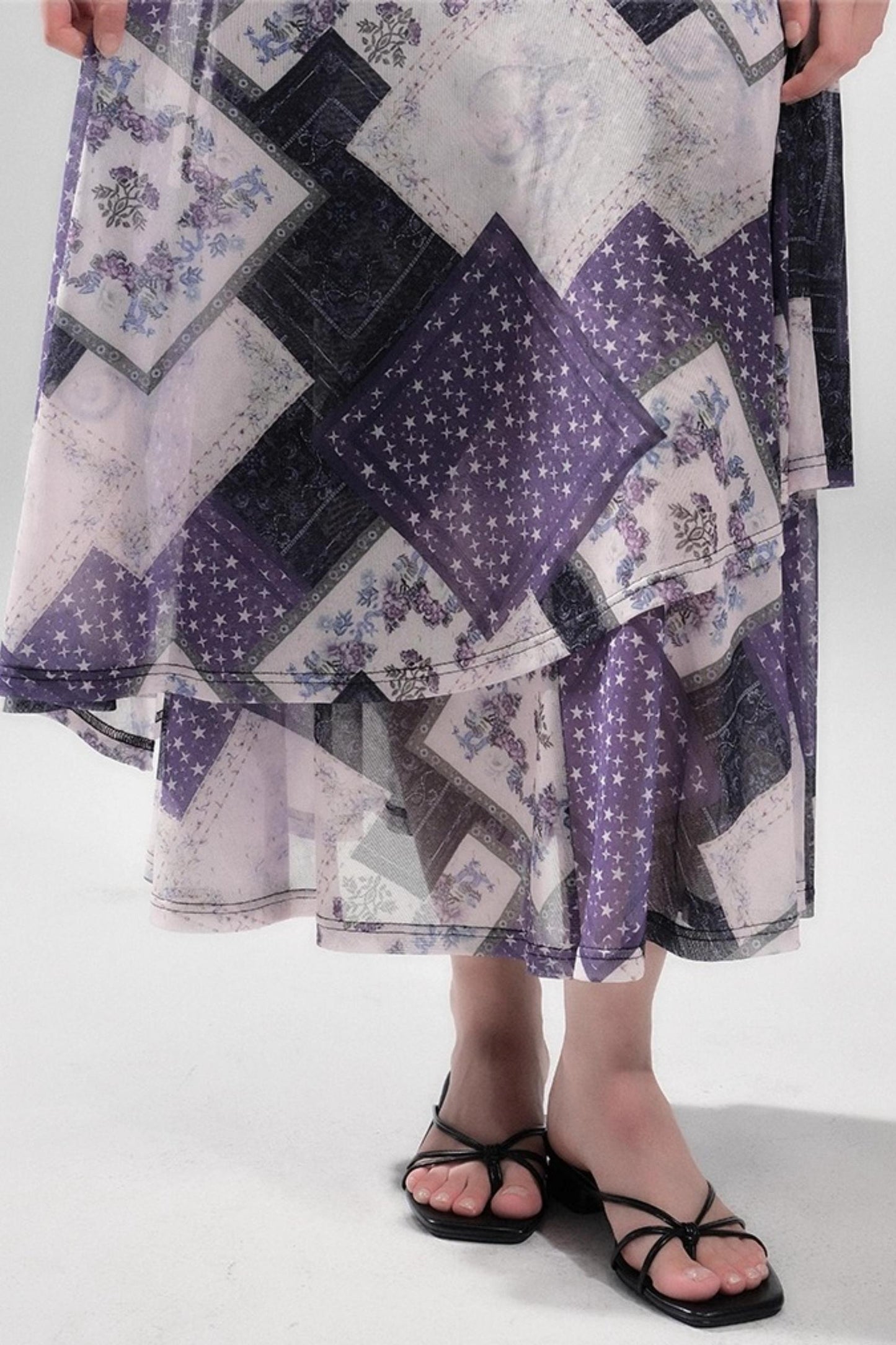 Vintage Collage Mesh Slip Dress