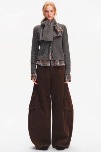 Wool Twist Pattern Cardigan Set-Up