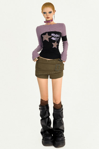 Shibuya Girl Striped Long-Sleeve Top