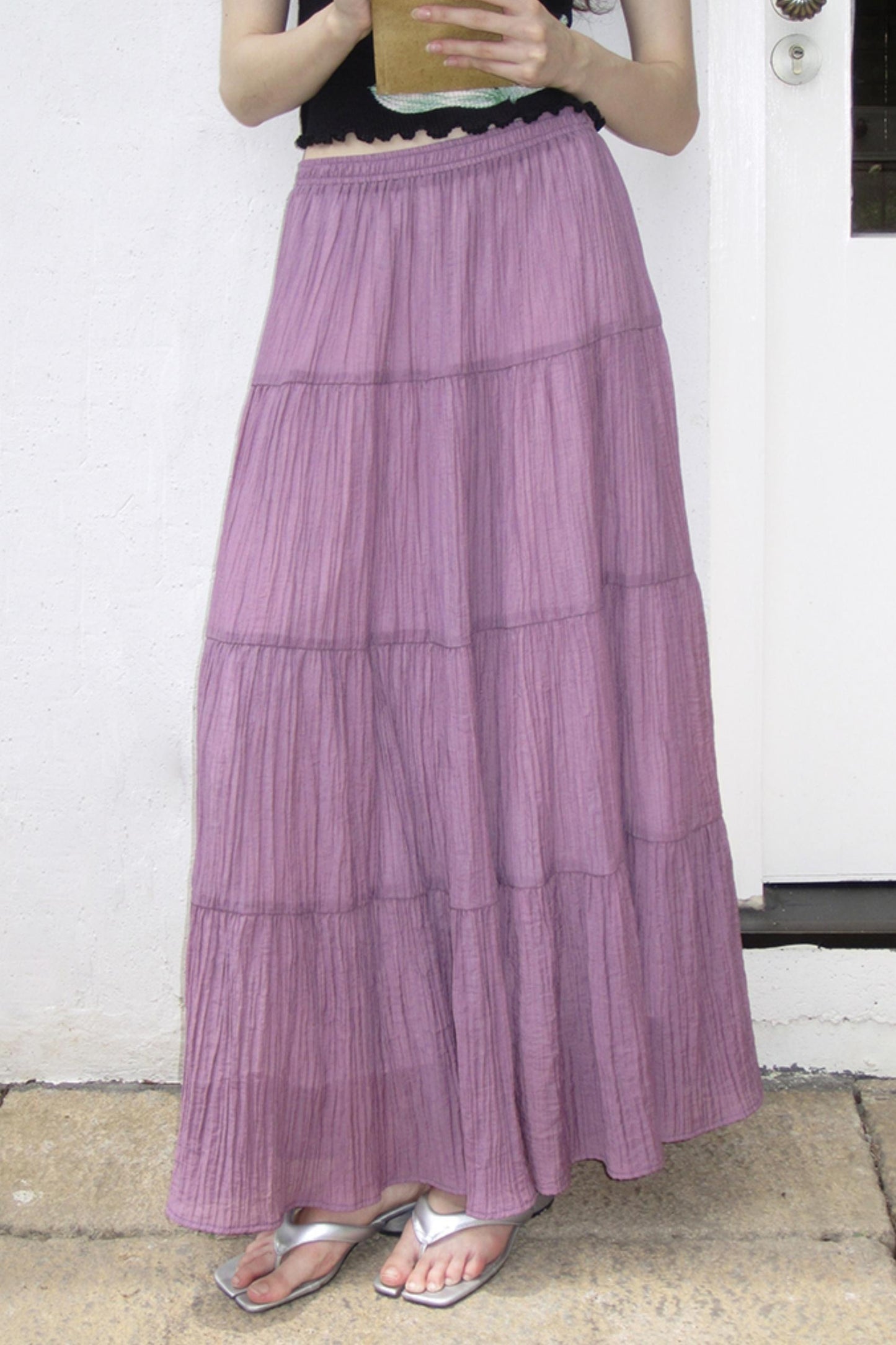 Whisper Purple Stretch Top With Purple Skirt Set-Up