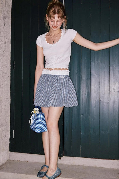 Blue Lace A-Line Skirt