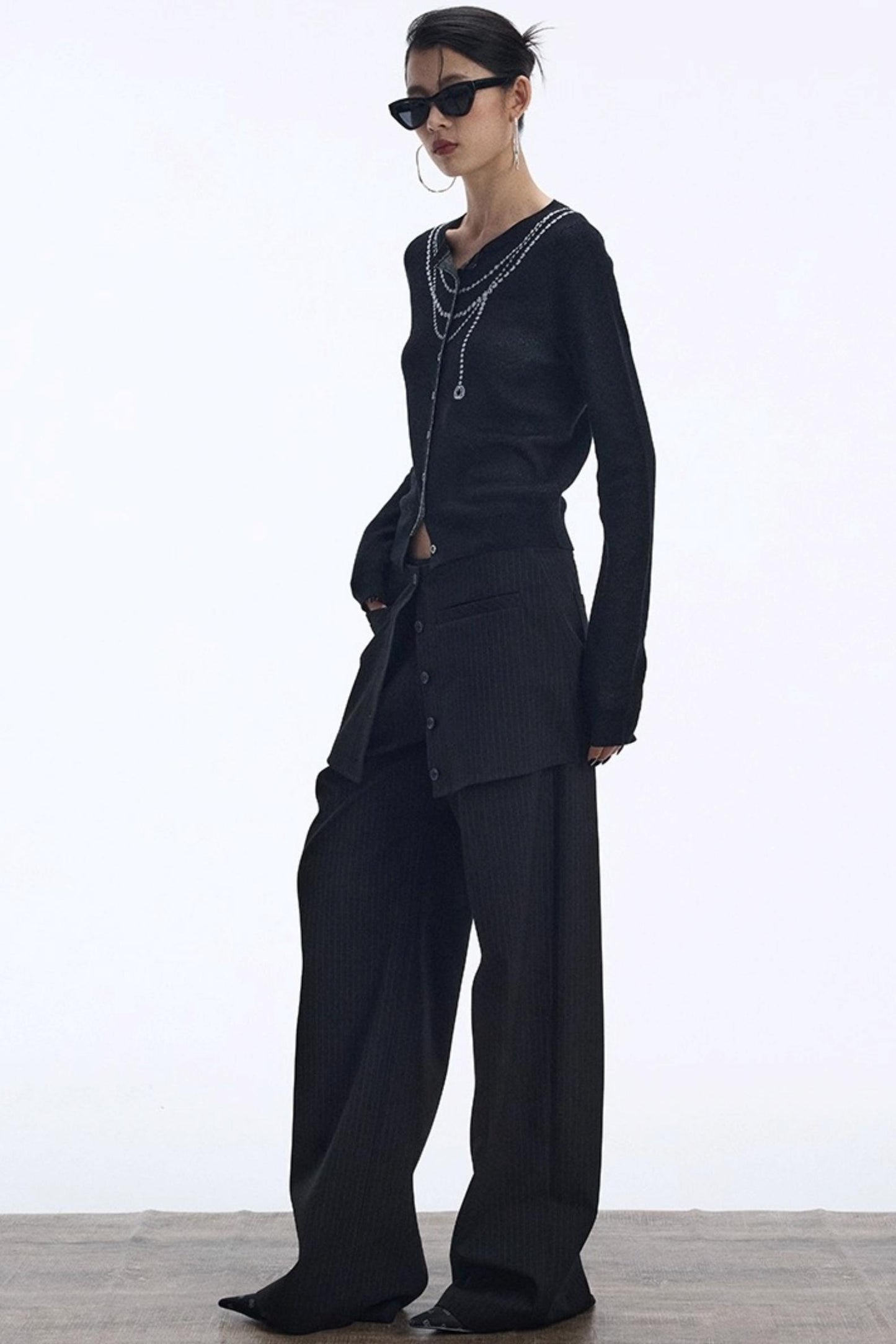 Contrasting Pearl Cardigan