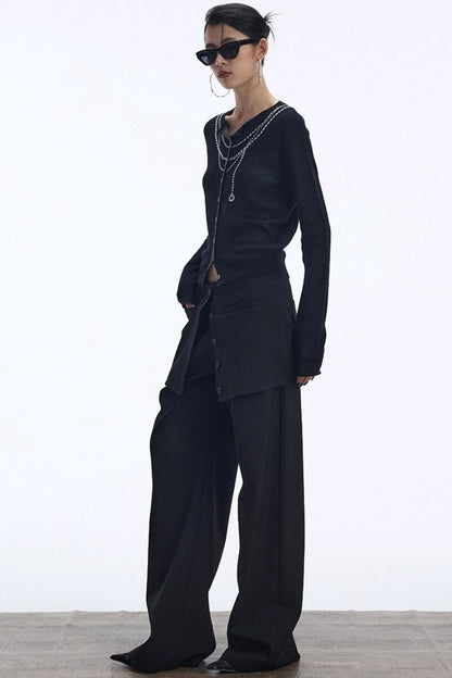 Contrasting Pearl Cardigan