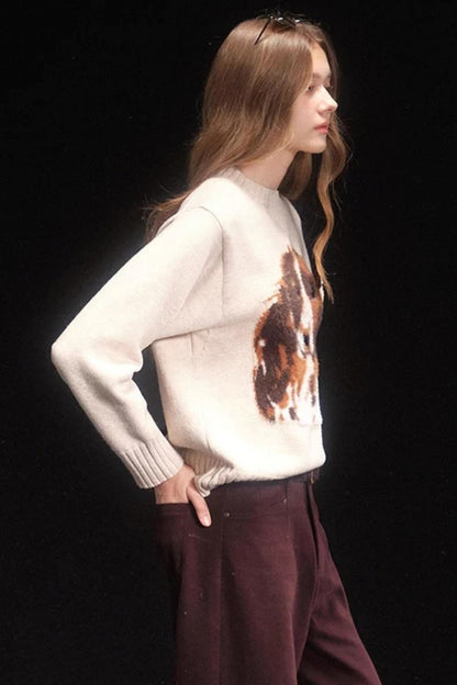 Oatmeal Mink Fur Sweater Scarf Set-Up