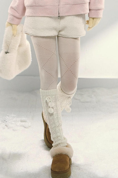 White Fur Elasticated Waist Shorts