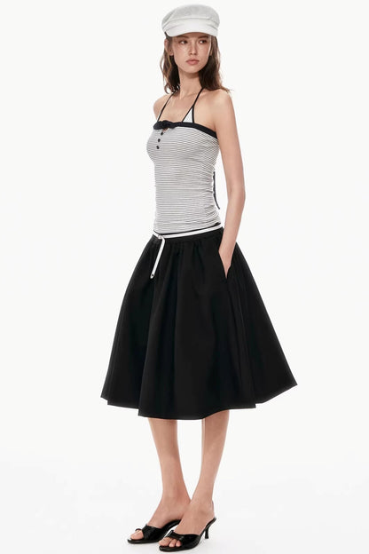 Two-Tone Pleated Puffy Skirt