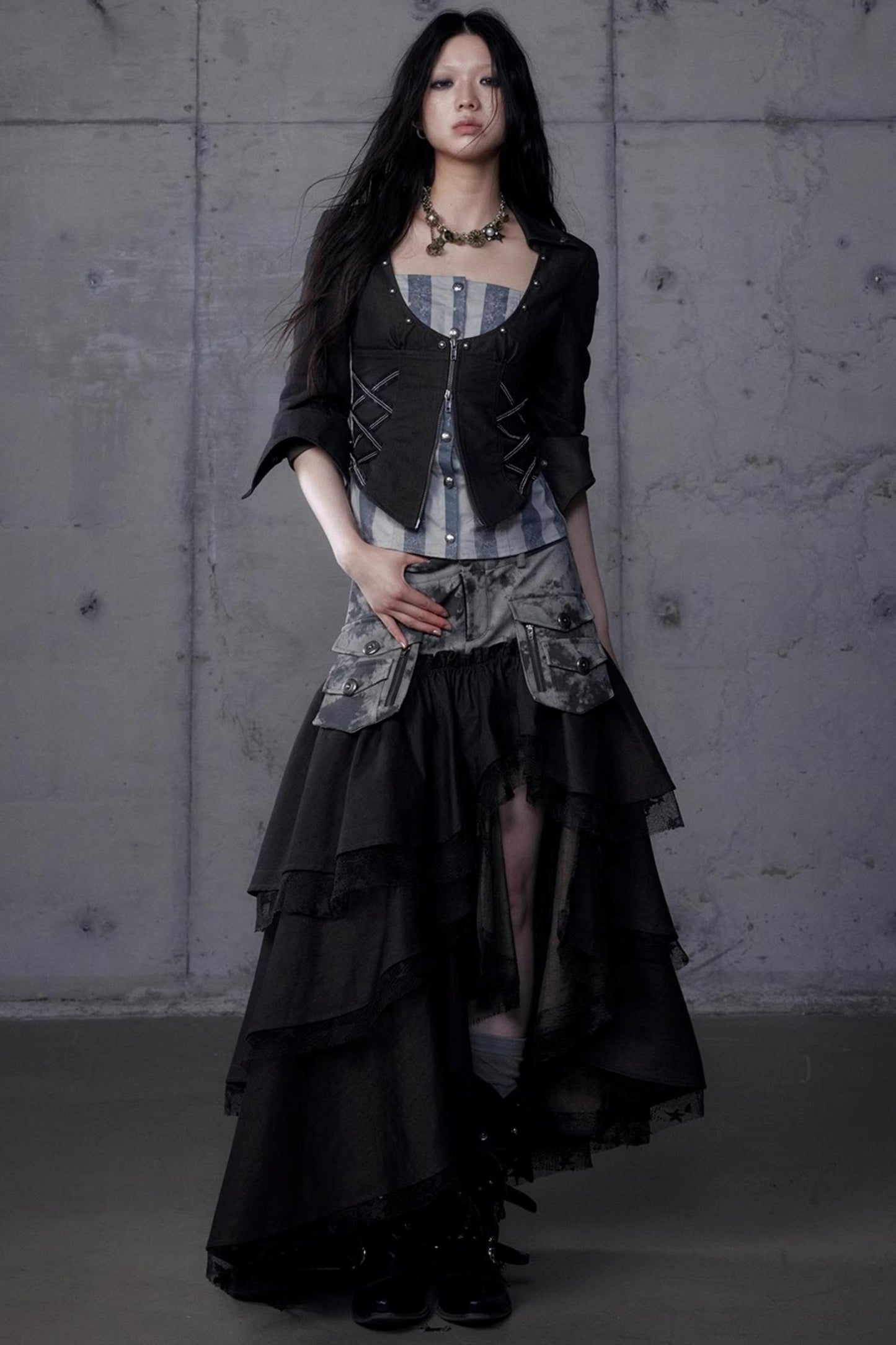 Vintage Punk Court Slim Print Long-Sleeved Shirts